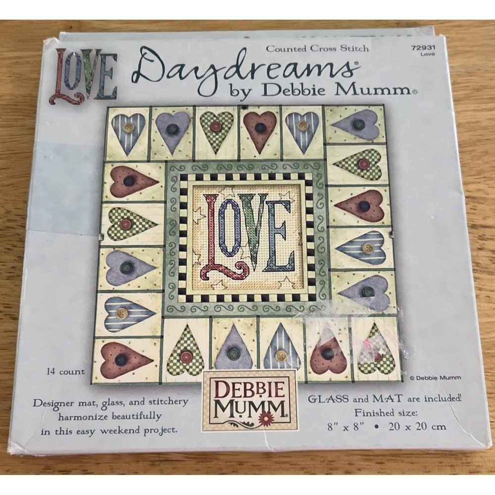 New Dimensions Daydreams Debbie Mumm LOVE Cross Stitch Kit 72931 8x8
